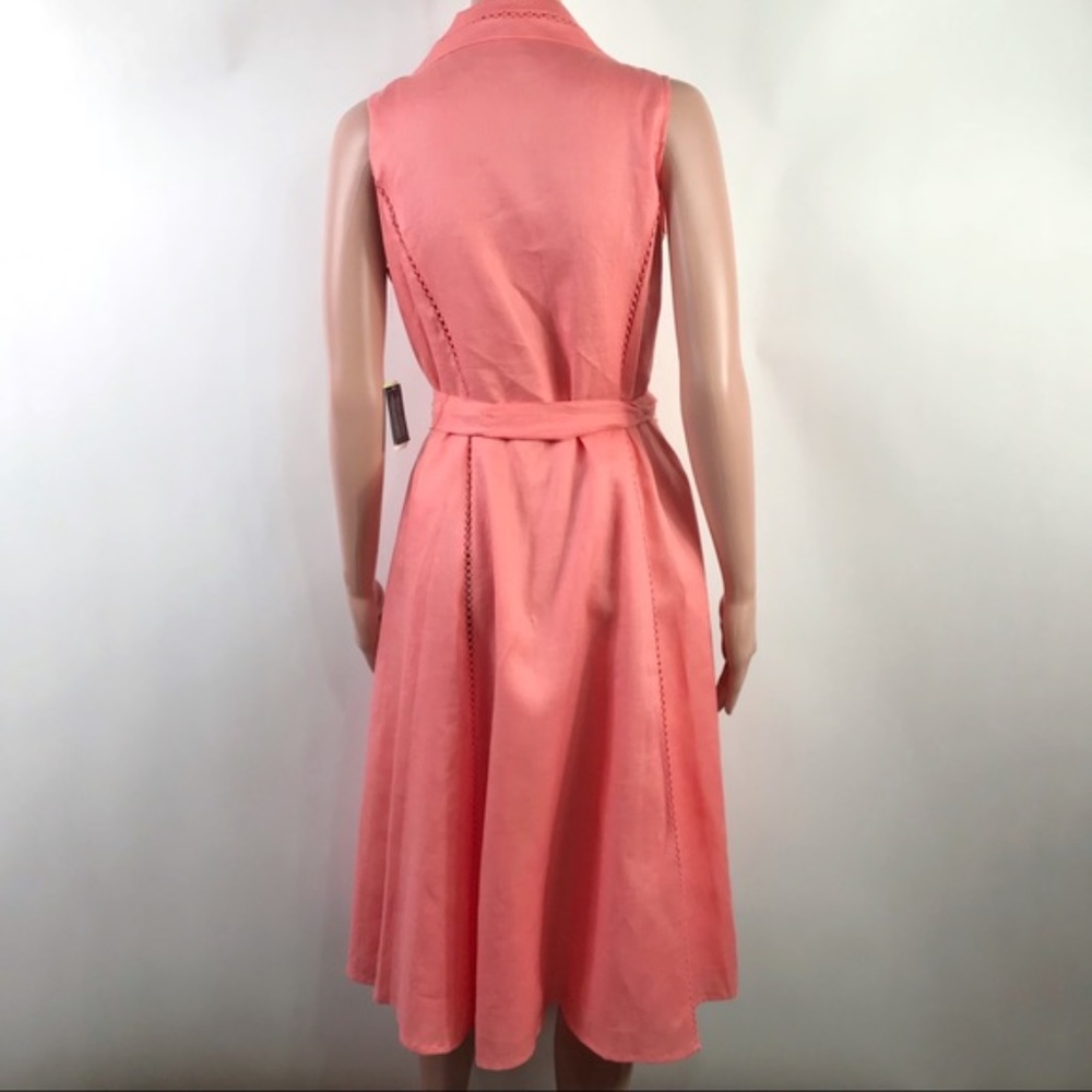 Jones New York Coral Linen Sleeveless Midi Dress 4 - Picture 2 of 8
